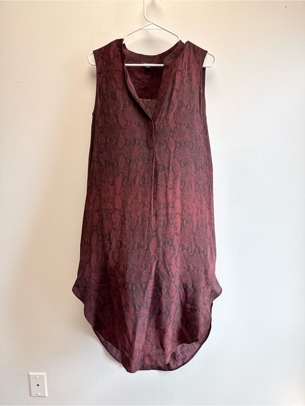 Acrobat 100% Silk Washable Red Black Snake Print Midi Dress Small